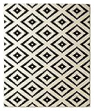 Maschinell gewebt Hanse Home Velours Teppich Raute Schwarz Creme, 160x230 cm