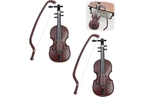 WISESURF Miniature Violin, Tiny Mini Wooden Painted Surface Simulation Violin Toy Model Worlds Smallest for Dollhouse Decorating Home Office Decor Gift Birthday Christmas Secret Santa Joke Funny Craft