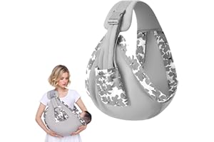 ADMYGO Fascia Porta Bebe Neonato Facile da Indossare, Marsupio Neonato 0-36 Mesi, Fascia Neonato Senza Nodi, Portatile Fascia Neonato Multifunzionale e portatile, fino a 20kg (Grigio)