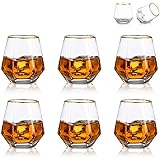 Glasseam Bicchieri da Whisky Diamond Set di 6 Bicchieri da Whisky Inclinati 300ml Bicchiere da Whisky Look Moderno per Uomo, 