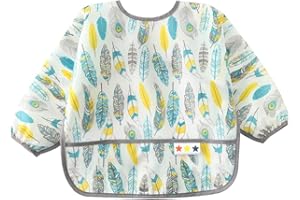 Happy Cherry - Bebés Babero Impermeable Mangas Largas Niños Niñas Delantal de Comida para Alimentación Pintura Comer para Unisex Infantil de 0-3 Años