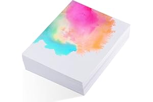 WSICSE 60 Sheets Watercolour Paper Bulk, 140 lb/300 GSM Cotton Cold Press Water Colour Paper for Students Adults Artists Drawing Painting Supplies Postcards, White, 5" x 7"
