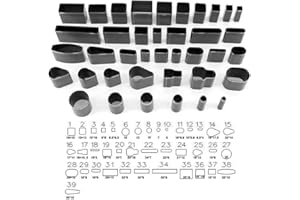 Yuhtech 39 Pcs Outils de Coupe Cuir à la Main en Forme Trou Creux Punch en Métal, Kit Poinçon à Main Découpeur DIY