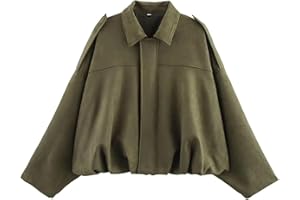 Bnigung Women's Faux Suede Bomber Jacket Casual Lapel Pilot Coat Oversized Motorcycle Jackets Outerwear for 2025