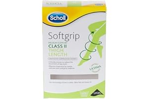 Scholl Softgrip Class II Women's Compression Stockings - Medium, Natural, Thigh Length - Light Support for Improved Circulation, Varicose Veins, Swelling Relief