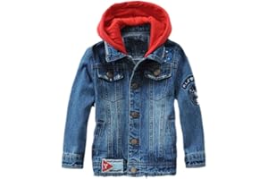 FTCayanz Enfants Manteau en Denim Garçons ou Filles Casuel Veste à Capuchon