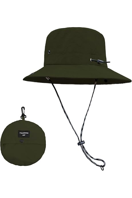 TOP-EX - Cappello da pescatore rinfrescante da uomo, atmungsaktiv, protezione UV, cappello da sole da donna, estivo, cappello da esterno con tesa larga, pieghevole, cappello safari, Medium-Large