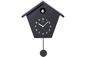 ‎CUCO CLOCK Cuco Clock Kuckucksuhr SCHWARZWALDHAUS, Pendeluhr Wanduhr, Moderne Schwarzwalduhr, 25 x 28,5 x 12cm, Pendeluhr mit Nachtruhefunktion, Vogelgezwitscher, Vogelstimme