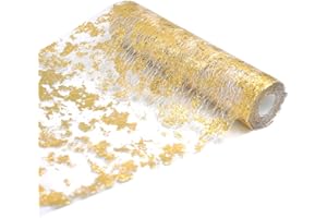 SUNFLOWER-BOOM 15M Chemin de Table Or, Ruban de Table Métallisé pour Fête, Le Mariage,Bébé, Anniversaire, Noël, DIY Décorations 28CM Doré