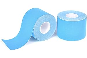 Tape Kinesiologico SPORTHERAPY: Allevia Contratture e Tensioni Muscolari - 90% Cotone, Non Contiene lattice - Certificato Dispositivo Medico | 5CM X 5M (Azzurro 2PZ)