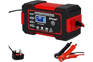 I LITTON 12V 6 Amp Car Battery Charger, 12V Smart Motorcycle Pulse Repair Charger Trickle Charger Intelligent Car Battery Charger for Motorcycle Vehicles Trucks Lead Acid Battery & AGM