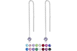 DTPSILVER Orecchini Pendenti Donna Argento 925 con Brillantini di Cristallo - Orecchini Punto Luce con Brillanti Colorati - Pendenti Argento Lunghi - Saliscendi Donna Anallergici - Lovli Orecchino Doppio Buco