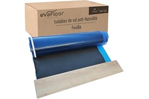 EVAFLOOR Sous Couche Parquet 1x20 Mètres | Sous-couche Isolante | Fabriqué avec Base EVA 2mm + Film Antihumidité | Inclut Adhésif