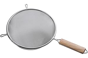 N\C Food Strainer, Stainless Steel Strainer with Non Slip Handle, with Both Ears Hook, Fine Mesh Strainer, 16cm Flour Filter, Household sieves