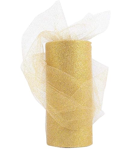 Rotolo Tulle Glitterato Oro 30cm X 10m - Nastro Per Decorazioni, Bouquet, Matrimoni, Fai Da Te, Con Paillettes - Foto 6