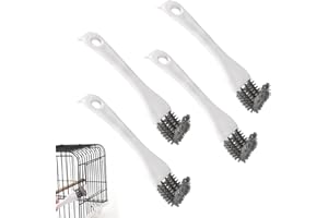 SINBANA 4pcs Nettoyeur de Cage à Oiseaux avec Manche Long, Acier Inoxydable Brosse à Nettoyer Cage Oiseaux Efficace Accessoires pour Excréments Perroquet pour Perruche Cockatiel Petits Animaux