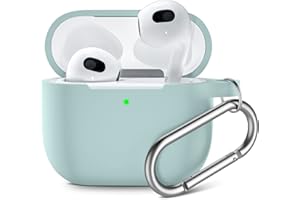 Upeak Kompatybilne z AirPods etui 3. generacji 2021, w pełni owinięte silikonowe etui ochronne osłona amortyzacja do Apple AirPods 3, z brelokiem, niebiesko-zielony