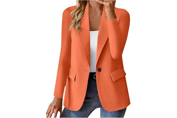 Generisk kavaj, elegant kostymjacka, midjad, sportig blazer, damer, bomull, businessblazer, långärmad kavaj, öppen front, sweatblazer, knappslå arbete, kontor, kavaj, kostymer, affärsjacka