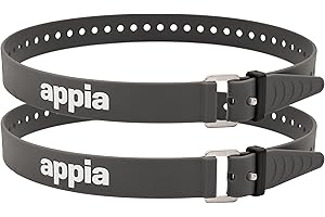 Appia Lot de 2 sangles d'arrimage de 65 cm avec porte-jarretelles pour vélo, ski, vélo, camping, bricolage - En TPU avec boucle en aluminium inoxydable - Gris