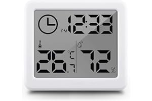 Alfresco Termometro Digitale - Termometro per ambienti interni con monitor di umidità, termometro da tavolo o da appendere a parete per la camera del bambino, il soggiorno, l'ufficio - Bianco