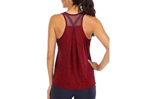 Superora Workout Tops Loose fit Racerback Tank Tops for Women Mesh Backless Tank Running Tank Tops
