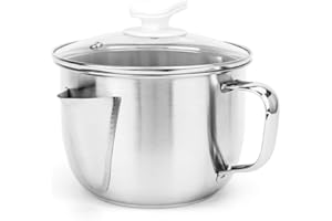 Fetttrennkanne Edelstahl,DMOPRDNB Fettabscheider mit Deckel, Fettkanne aus Edelstahl 304 für das Abschöpfen von Fett aus Soßen und Suppen