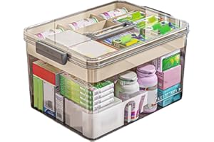 Sevitini Boite a pharmacie, Rangement pour médicaments, Boite rangement medicament maison 2 niveaux, portable et pliable, pour médicaments pour la maison,31 * 21 * 17 cm