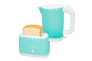 COLORBABY 46903 – Toy Appliances Set Kettle and Toaster with Light and Sound/Toy Kettle, Toy Toaster, Coffee Set, Snack/Kitchen Accessories