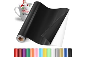 YAFLC Vinilo Adhesivo Negro, 30.5x400cm Rollos de Vinilo Permanente, Film Autoadhesivo para Vidrio, Tazas de Café, Cerámica, Regalos de Bricolaje
