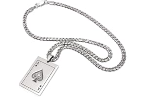 Schmuck-Checker Pik Ass Anhänger aus 316L Edelstahl mit Halskette Poker Spielkarte Glücksbringer Ace of Spades