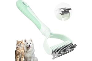 MOXYOY Dematting Comb for Dog and Cat, 2 In 1 Double Sided Pet Grooming Brush, Undercoat Rake Deshedding Tool for Small, Medium & Large Dogs Cat Tangles Removing