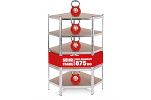 ‎EASYMAXX EASYmaxx Schwerlastregal Eckregal 180x90x40 cm | 875 kg Traglast, 175 kg pro Ebene | Regal und Werkbank | Kellerregal, Lagerregal mit 5 verstellbaren Ablagen | Keller, Garage, Hobbyraum, Werkstatt
