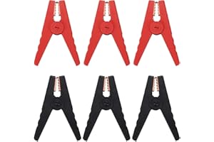 Greluma 6 Pz Clip a Coccodrillo per Batteria per Auto Lunghe 96 mm, Clip a Coccodrillo per Batteria Isolate da 100 A, Morsetti per Cavi Jumper per Barca per Veicoli Camion Auto