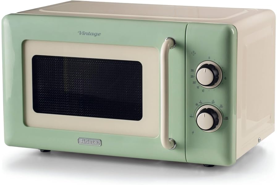 Ariete 3960 Vintage Microwave, 800W, 20L Capacity, 3 Functions, 6 Cooking Levels, Timer, Green