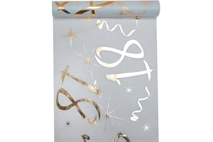 Santex Tischläufer, Weiß/Gold, 18 Jahre, 30 cm x 5 m, dekorativer Banner-Tischläufer aus Stoff