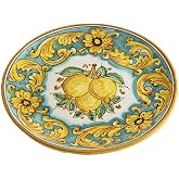 Decorazione Bagno Artigianale Portarotolo Ceramica Siciliana Handmade - Decorato A Mano Con Limoni, Diametro 19 Cm Piatti Siciliani - 9