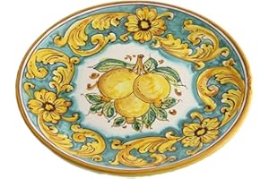 ILAB Piatto medio in ceramica decorata a mano da ceramisti siciliani di Santo Stefano di Camastra limoni art 13