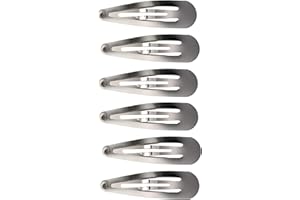 5cm Plain Silver Metal Sleepies Snap Clips Hair Clips Slides School Work for Women Girls by Glitz4Girlz (Silver, One Size)