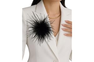 Baesics Feder Brosche - Damen Fluffy Straußenfeder Anstecker Vintage Stil Hutaccessoire Braut Hochzeit Party Fasching Haarclip Fascinator für Blazer Kleid Jacke – Boho Blumen Design