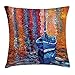 Produktbild Country Throw Pillow Cushion Cover, Pastel Color Paint of Fishing Sail Boat in The Sea Dark Fairy Image Dramatic Art Work, Decorative Square Accent Pillow Case, 18 X18 Inches, Multi