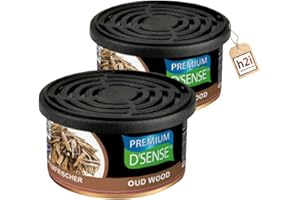 h2i Boîte Parfumée Premium | Oud Wood | 2 pièces | Désodorisant auto, camping, bureau & maison | 60 jours de parfum frais, intensité réglable | S'adapte aux porte-gobelets