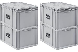 PROREGAL SuperSparSet 4x Eurobox NextGen Portable | HxBxT 33,5x40x60cm | 65 Liter | Eurobehälter, Transportbox, Transportbehälter, Stapelbehälter