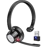 Link Dream Cuffie con Microfono Senza Filo e USB dongle, Cuffia Bluetooth Wireless PC Antirumore, Auricolare Business con 20 