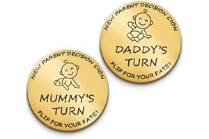 FAMIDIQGO New Parent Decision Coin Flip for Your Fate, Mummy's Turn or Daddy's Turn, Maman Dad Coin Flip New Baby Gift for Wife, Husband, Mother's Day, Birthday, Christmas