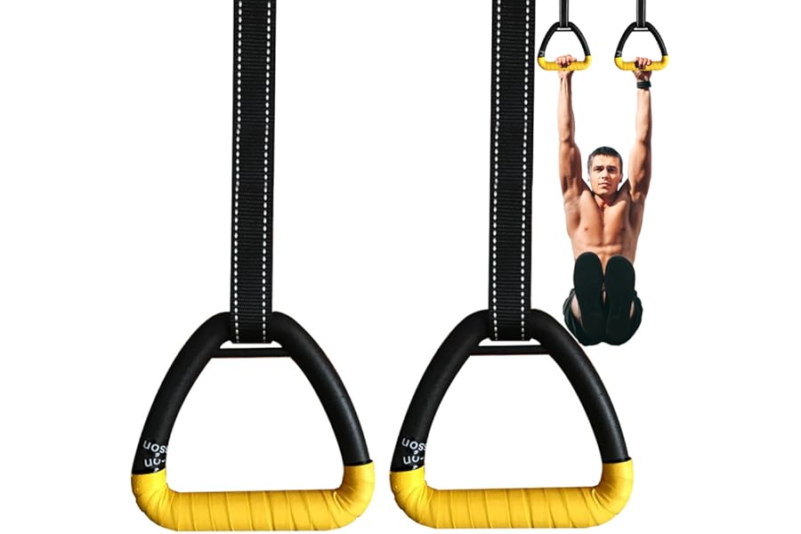 Grapelet Gymnastic Rings, Gymnastic Rings Equipment, Pull-up Gymnastic Rings, Home Gymnastic Rings no-Punch bar Lanyard for Training Workouts (yellow)