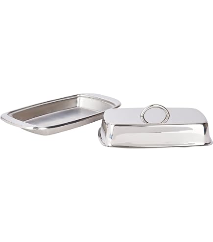 Beurrier Inox Avec Couvercle - 18,8x12,8x6,7 Cm - Pour Beurre, Fromage, Desserts - Design Élégant Et Pratique