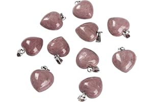 BEEFLYING 10 Pièces Pendentifs en Forme de cœur en Pierre Naturelle Charms Rhodochrosite Pendentifs à pendre en Pierre de guérison pour la Fabrication de Bijoux de Fournitures d'artisanat