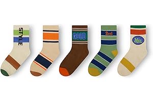 Queenshin Chaussettes unisexes pour enfants 5 paires de chaussettes en coton évacuant l'humidité motif de dessin animé à la mode