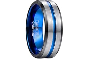 NUNCAD Bague Homme/Femme en Tungstène 8mm, Bague Anneau de Mariage/Fiançailles/d'Amitié/Bague de Qualité Multicolore Bijoux de Mode, Taille 47(15.0)-80(25.5)