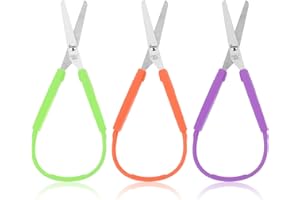 Ouligay Nożyczki mini pętelkowe, 14 cm, kolorowe, łatwe chwytanie, samootwierające, adaptacyjne, nożyczki tnące, nożyczki bezpieczeństwa dla dzieci, maluchów, dorosłych, szkół, specjalne potrzeby,